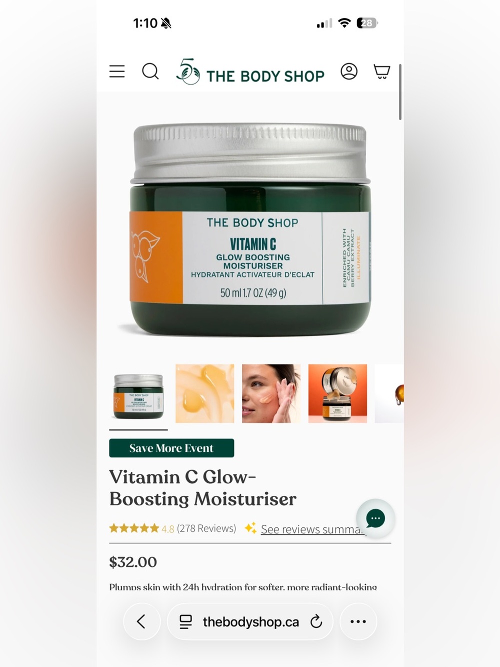 The Body Shop Vitamin C Glow Boosting Moisturiser